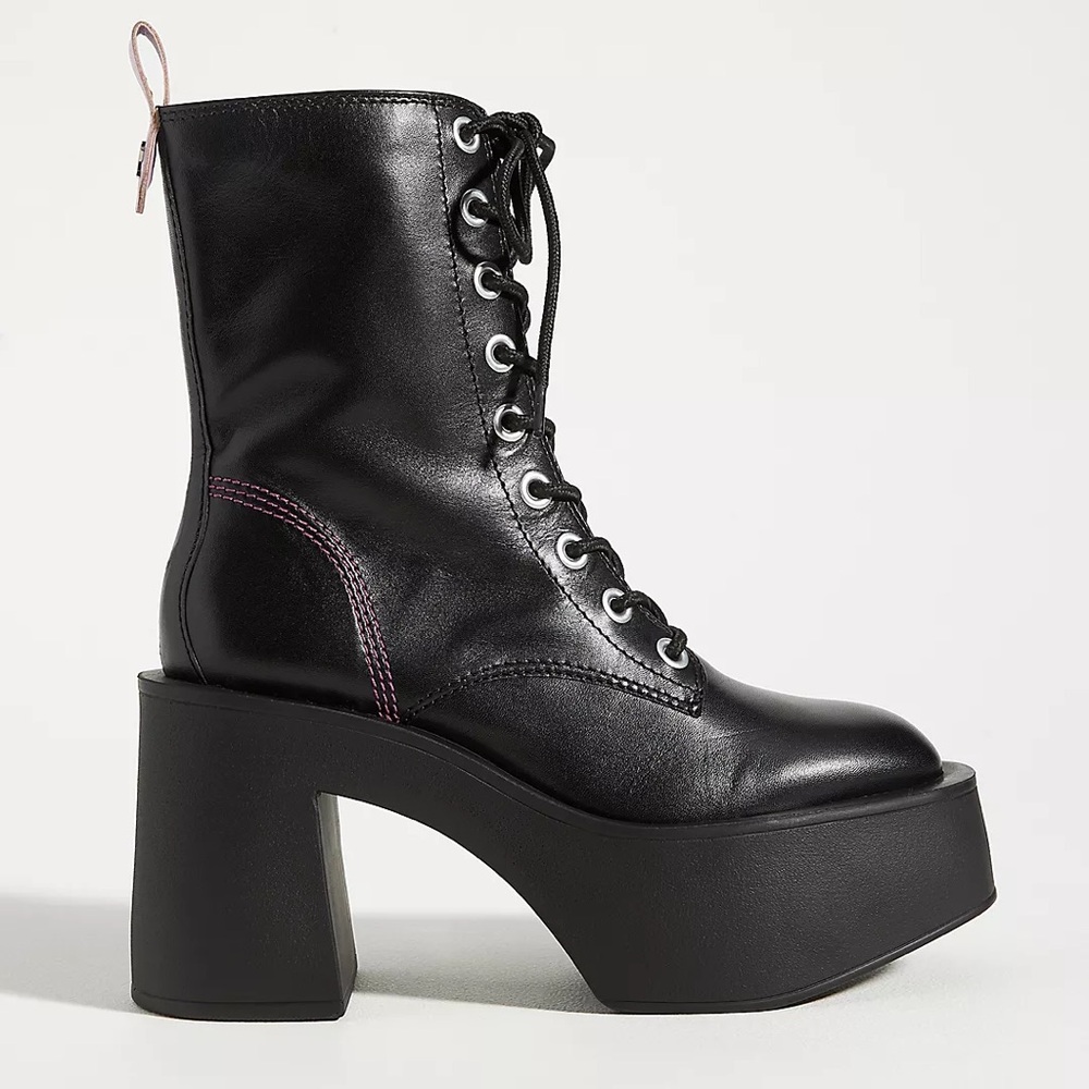 Larroude 7.5 Black Combat & Moto Boots